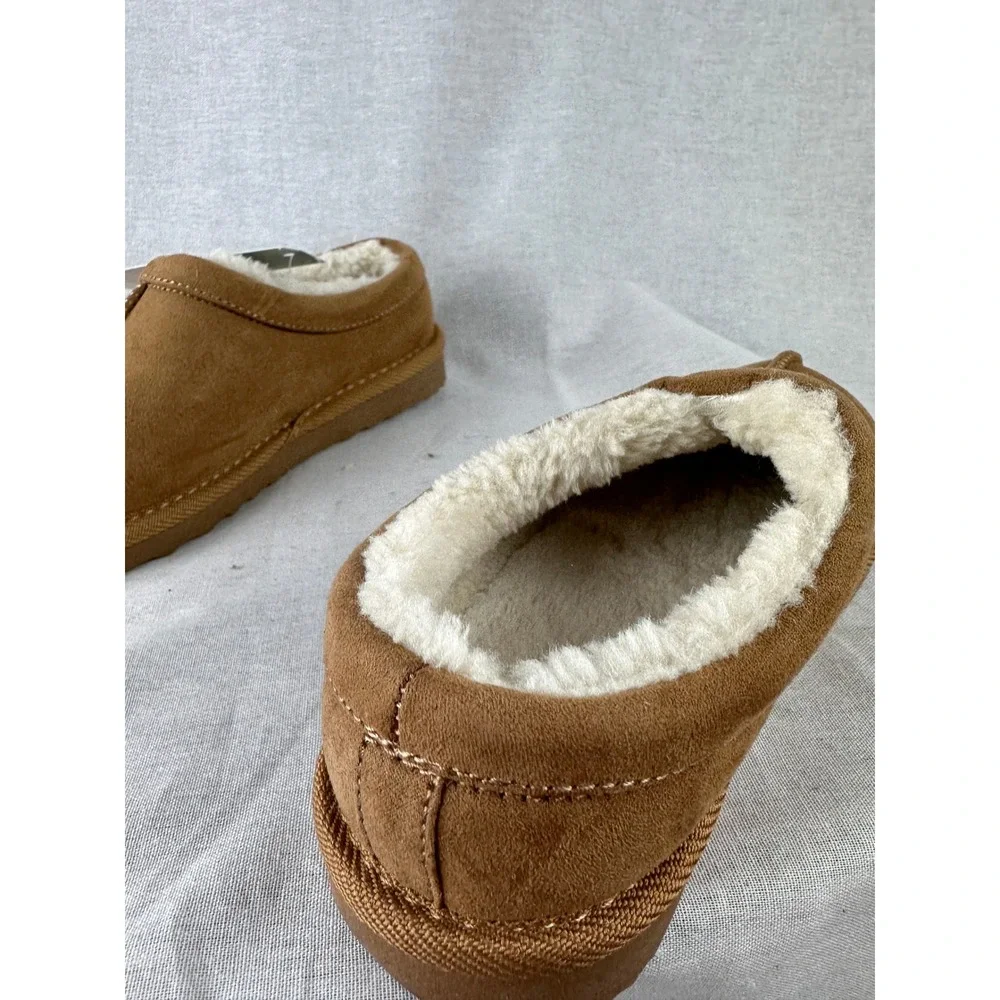 Cat & Jack Jude Brown Faux Suede Faux Fur Lined Slippers Kids Size‎ 11 NEW